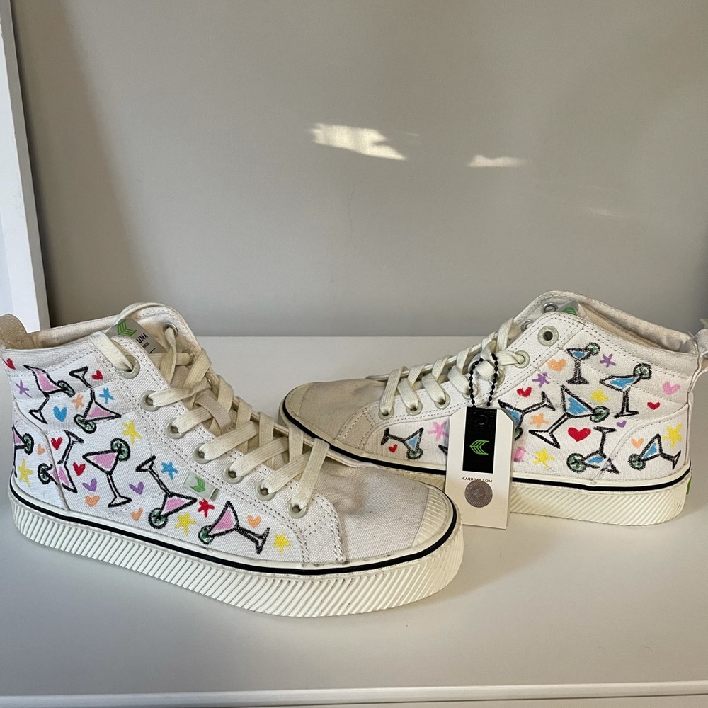 High Top Canvas Sneakers with design (never worn)